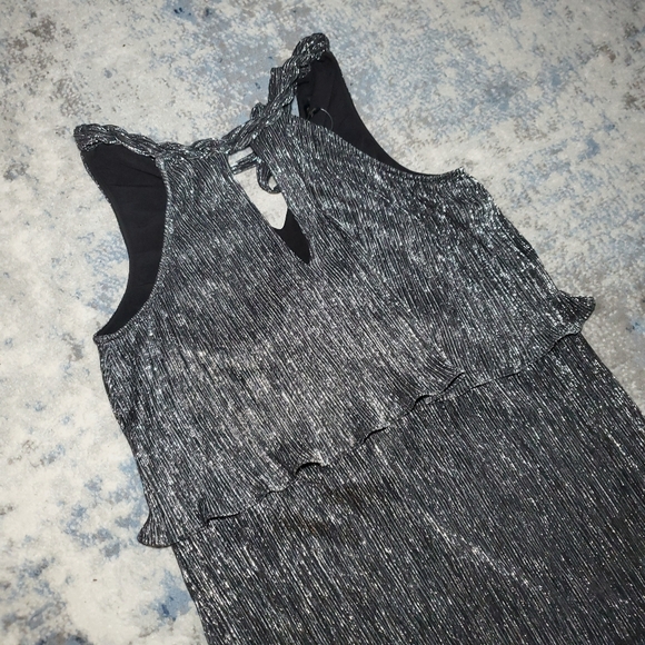 Ella Moss Cerine Cocktail Popover Halter Metallic Tiered Party Dress Size Medium - Picture 2 of 14